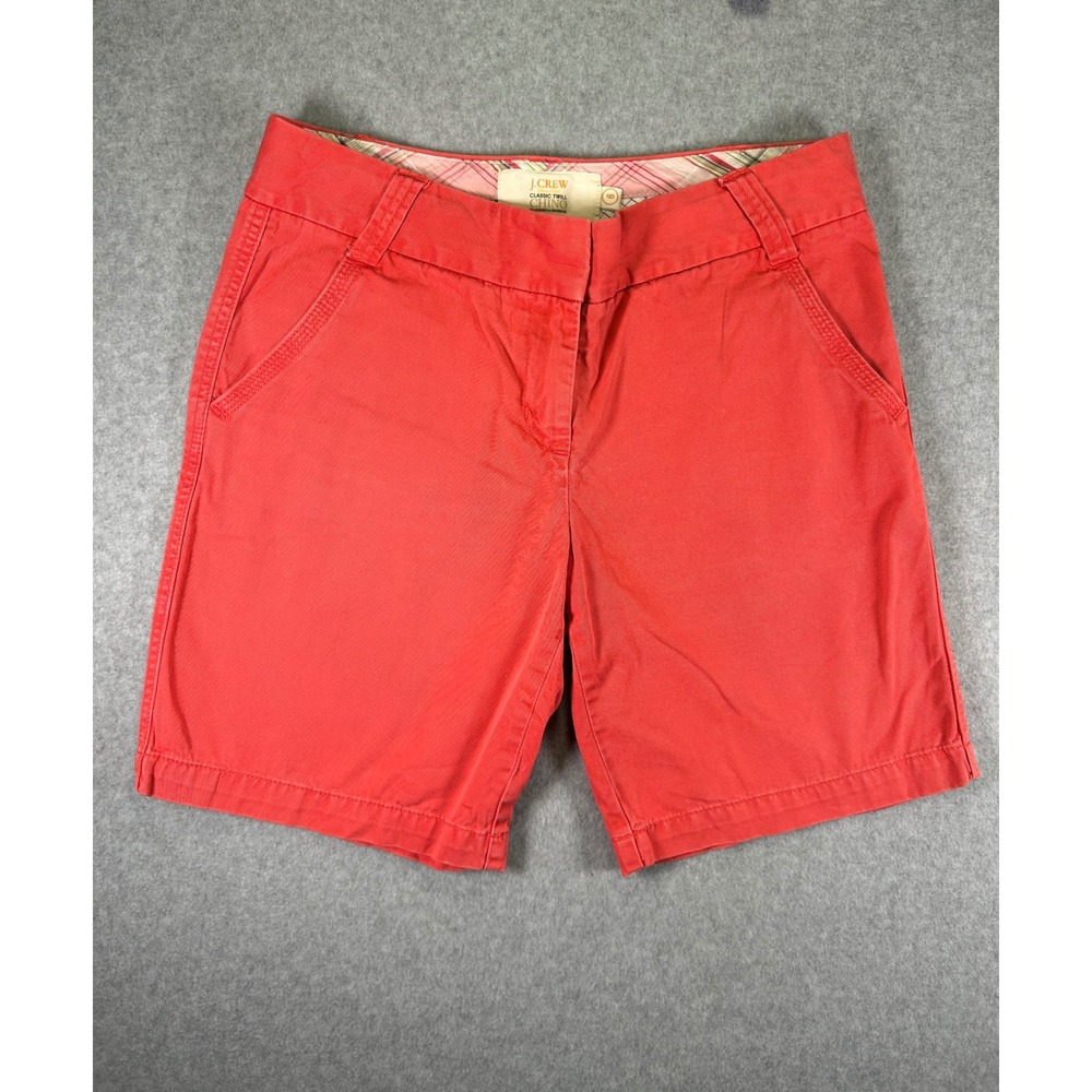 J Crew Coral Chino Shorts Womens 6 City Fit Low Rise 7.5 Inseam Fits Size 4